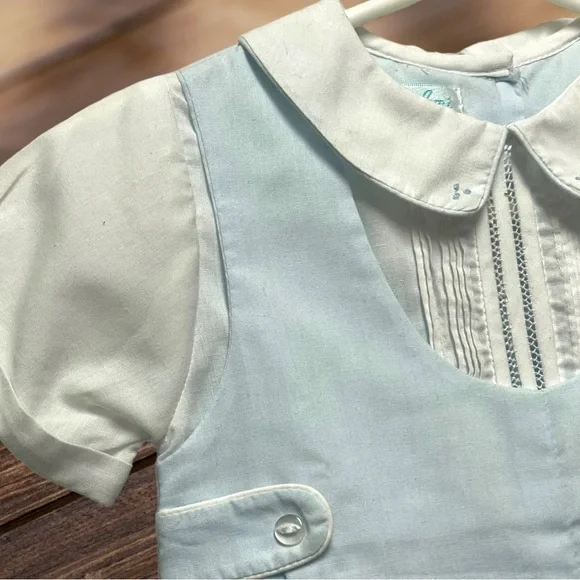 PETIT AMI Blue & White Romper EUC Worn once for pictures. 6 months - Picture 5 of 7